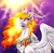 Size: 2920x2836 | Tagged: safe, artist:not-ordinary-pony, derpibooru exclusive, derpibooru import, nightmare star, princess celestia, alicorn, pony, female, mane of fire, mare, smiling, solo