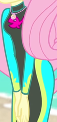 Size: 684x1461 | Tagged: safe, derpibooru import, screencap, fluttershy, better together, equestria girls, forgotten friendship, beach, clothes, cropped, curvy, female, geode of shielding, hips, magical geodes, ocean, pictures of bellies, sexy, solo, swimsuit, wetsuit