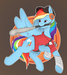 Size: 5776x6411 | Tagged: safe, artist:almond evergrow, derpibooru import, rainbow dash, pegasus, pony, baseball bat, crossover, parody, rainbow scout, scout, team fortress 2