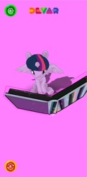 Size: 640x1301 | Tagged: safe, derpibooru import, twilight sparkle, twilight sparkle (alicorn), alicorn, 3d, augmented reality, book, derp, reading