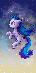 Size: 494x1000 | Tagged: safe, artist:sleepykoinu, derpibooru import, oc, oc only, earth pony, pony, earth pony oc, female, floating, mare, night, smiling, solo, stars