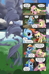 Size: 714x1080 | Tagged: safe, artist:tswt, derpibooru import, fluttershy, rainbow dash, pegasus, pony, comic:friendship update, tornado