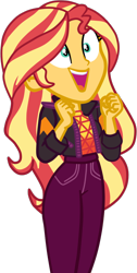 Size: 624x1242 | Tagged: safe, artist:gmaplay, derpibooru import, sunset shimmer, better together, equestria girls, sunset's backstage pass!, spoiler:eqg specials, excited, female, music festival outfit, simple background, solo, transparent background