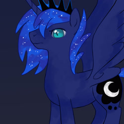 Size: 3000x3000 | Tagged: safe, artist:aritimas, derpibooru import, prince artemis, princess luna, alicorn, pony, glare, male, rule 63, solo, stallion