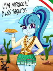 Size: 2500x3333 | Tagged: safe, artist:theretroart88, derpibooru import, sonata dusk, equestria girls, cactus, cute, female, food, mexico, ponytail, solo, sonatabetes, taco