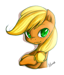 Size: 408x476 | Tagged: safe, artist:derpiihooves, derpibooru import, applejack, earth pony, pony, bust, colored pupils, female, goodest horse, mare, portrait, simple background, solo, transparent background