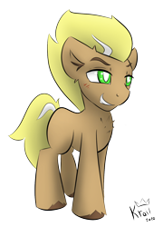 Size: 1058x1471 | Tagged: safe, artist:kingkrail, derpibooru import, oc, oc:krail, earth pony, pony, colt, male, smiling, solo, unshorn fetlocks