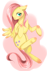 Size: 864x1296 | Tagged: safe, artist:xxmurplexx, derpibooru import, fluttershy, pegasus, pony, abstract background, cute, female, floppy ears, mare, shyabetes, solo