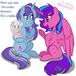 Size: 2048x2048 | Tagged: safe, artist:chelseawest, derpibooru import, oc, oc:melody aurora, oc:starfire, oc:velvet (chelseawest), alicorn, pony, unicorn, baby, baby pony, female, interdimensional siblings, mare, offspring, parent:flash sentry, parent:twilight sparkle, parents:flashlight, simple background, transparent background