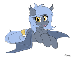 Size: 4600x3661 | Tagged: safe, artist:neoncel, derpibooru import, oc, oc:panne, bat pony, cute, lying down, solo, tongue out