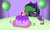 Size: 2670x1600 | Tagged: safe, artist:graphictoxin, derpibooru import, oc, oc only, oc:daren, oc:graphic toxin, earth pony, pony, unicorn, balloon, birthday, cake, candle, cute, fluffy, food, happy, hat, party hat, smiling, solo, table, tray