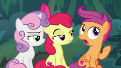 Size: 1920x1080 | Tagged: safe, derpibooru import, screencap, apple bloom, scootaloo, sweetie belle, earth pony, pegasus, pony, unicorn, the big mac question, cutie mark crusaders, female, filly, foal, the cmc's cutie marks