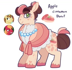 Size: 1024x995 | Tagged: safe, artist:babypaste, derpibooru import, big macintosh, donut joe, oc, oc:apple cinnamon donut, earth pony, pony, female, jewelry, magical gay spawn, mare, necklace, offspring, parent:big macintosh, parent:donut joe, parents:donutmac, shawl, simple background, white background