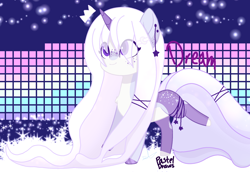 Size: 1900x1307 | Tagged: safe, artist:pasteldraws, derpibooru import, oc, oc:dream-walker, unicorn, accessories, base used, comfort oc, crown, cute, dont reference, dont steal, dont use, dream road, dream walker, dreams, freckles, happiness, happy, jewelry, main oc, moon, night, night sky, precious, rainbow, regalia, road, she walkin, sky, solo, star road, stars, walking