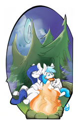 Size: 1942x3089 | Tagged: safe, artist:daniefox, derpibooru import, oc, oc only, earth pony, pegasus, pony, fire, forest, harmonica, musical instrument, simple background, transparent background, tree