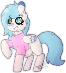 Size: 862x963 | Tagged: safe, artist:moonlightdisney5, artist:thatonefluffs, derpibooru import, oc, oc:icy, pegasus, chibi style, commission, fluffy, solo