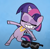 Size: 452x439 | Tagged: safe, derpibooru import, screencap, twilight sparkle, twilight sparkle (alicorn), alicorn, pony, my little pony: pony life, sportacular spectacular musical musak-ular, spoiler:pony life s01e46, bipedal, cropped, dancing, eyes closed, female, jewelry, necklace, pose, smiling, solo, sunglasses, we shine brighter together