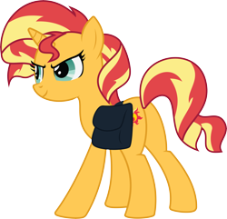 Size: 12947x12489 | Tagged: safe, artist:wissle, derpibooru import, sunset shimmer, pony, unicorn, equestria girls, equestria girls (movie), absurd resolution, backpack, bag, cutie mark, female, mare, rear view, simple background, solo, transparent background, vector