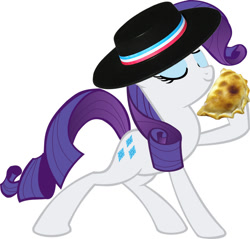 Size: 1000x957 | Tagged: artist needed, safe, rarity, pony, unicorn, 1000 years in photoshop, chile, cutie mark, empanada, hat, holding, shitposting, white background