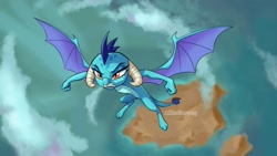 Size: 2048x1158 | Tagged: safe, artist:aanotherpony, derpibooru import, princess ember, dragon, cloud, dragoness, female, flying, sky, solo