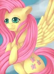 Size: 1791x2464 | Tagged: safe, artist:whimsicalmachines, derpibooru import, fluttershy, pegasus, pony, female, solo