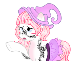 Size: 400x313 | Tagged: safe, artist:rose-moonlightowo, derpibooru import, oc, oc:white peppercorn, earth pony, pony, clothes, female, hat, mare, simple background, skirt, solo, transparent background, witch hat