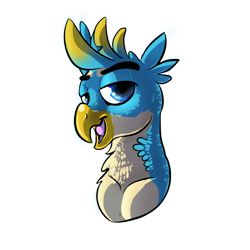 Size: 800x800 | Tagged: safe, artist:agentesinrebus, artist:glitchdove, derpibooru import, gallus, griffon, bust, male, simple background, solo, transparent background