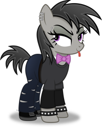 Size: 2725x3430 | Tagged: safe, artist:anime-equestria, derpibooru import, octavia melody, earth pony, pony, alternate hairstyle, bowtie, clothes, eyebrow piercing, female, happy, mare, piercing, punk, punktavia, ripped pants, simple background, solo, tongue out, transparent background, vector, wristband