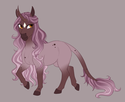 Size: 958x779 | Tagged: safe, artist:askbubblelee, derpibooru import, oc, oc only, pony, unicorn, curved horn, digital art, female, horn, leonine tail, mare, simple background, solo, unicorn oc