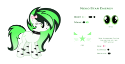 Size: 5000x2577 | Tagged: safe, artist:darbypop1, derpibooru import, oc, oc:neko star, earth pony, pony, choker, female, mare, reference sheet, simple background, solo, transparent background