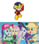 Size: 1280x1439 | Tagged: safe, derpibooru import, edit, edited screencap, screencap, applejack, fluttershy, rainbow dash, rarity, tank, aww... baby turtles, better together, equestria girls, elec man, megaman