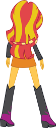 Size: 4844x10900 | Tagged: safe, artist:wissle, derpibooru import, sunset shimmer, equestria girls, equestria girls (movie), absurd resolution, boots, clothes, female, high heel boots, jacket, leather jacket, rear view, shoes, simple background, skirt, solo, transparent background, vector