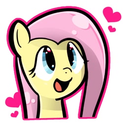 Size: 768x768 | Tagged: safe, artist:tomizawa96, derpibooru import, fluttershy, pegasus, pony, bust, cute, female, floating heart, heart, open mouth, portrait, shyabetes, simple background, solo, white background