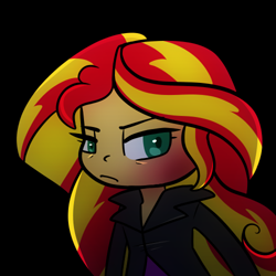 Size: 500x500 | Tagged: safe, artist:little-tweenframes, derpibooru import, sunset shimmer, equestria girls, blushing, deleted from derpibooru, solo