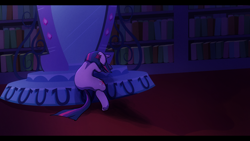 Size: 1280x720 | Tagged: safe, artist:little-tweenframes, derpibooru import, sci-twi, twilight sparkle, equestria girls, angst, deleted from derpibooru, magic mirror, mirror, prone, sad, solo, underhoof