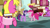 Size: 1280x720 | Tagged: safe, derpibooru import, screencap, berry punch, berryshine, carrot top, cherry berry, coco crusoe, golden harvest, pinkie pie, twilight sparkle, twilight sparkle (alicorn), alicorn, earth pony, pony, fame and misfortune, eyes closed, female, laughing, male, mare, stallion