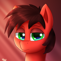 Size: 1800x1800 | Tagged: safe, artist:ponyxwright, derpibooru import, oc, oc:crimson haze, pegasus, pony, bust, gradient background, portrait, unamused