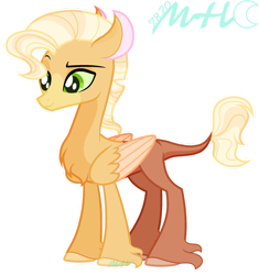 Size: 1024x1088 | Tagged: safe, artist:moonbeamhamato, derpibooru import, oc, oc only, hybrid, base used, interspecies offspring, offspring, parent:applejack, parent:discord, parents:applecord, simple background, solo, transparent background