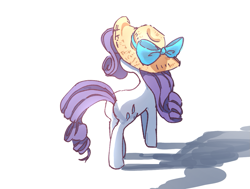 Size: 1173x886 | Tagged: safe, artist:nendo, derpibooru import, rarity, pony, unicorn, female, hat, mare, simple background, solo, sun hat, white background