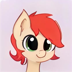 Size: 1024x1024 | Tagged: safe, artist:thisponydoesnotexist, derpibooru import, earth pony, cute, female, green eyes, mare, necc, neural network, red mane, smiling