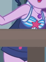 Size: 664x901 | Tagged: safe, derpibooru import, screencap, sci-twi, twilight sparkle, better together, equestria girls, unsolved selfie mysteries, breasts, clothes, cropped, female, geode of telekinesis, jewelry, magical geodes, necklace, sideboob, sleeveless, solo, swimsuit