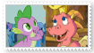 Size: 105x60 | Tagged: safe, derpibooru import, spike, dragon, cassie (dragontales), casspike, crossover, crossover shipping, deviantart stamp, dragon tales, female, male, shipping, straight