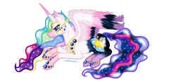 Size: 1560x722 | Tagged: safe, artist:zeepaarden, derpibooru import, princess cadance, princess celestia, princess luna, twilight sparkle, twilight sparkle (alicorn), alicorn, pony, female, fusion, jewelry, simple background, solo, transparent background