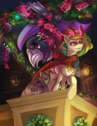 Size: 1700x2200 | Tagged: safe, artist:forever-twelve, derpibooru import, oc, bat pony, pegasus, pony, bat pony oc, bat wings, christmas, holiday, wings