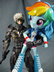 Size: 1200x1600 | Tagged: safe, artist:krisanderson97, derpibooru import, rainbow dash, equestria girls, doll, equestria girls minis, eqventures of the minis, irl, metal gear, metal gear rising, photo, raiden, toy