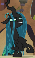 Size: 402x656 | Tagged: safe, derpibooru import, screencap, queen chrysalis, changeling, changeling queen, the ending of the end, cropped, female, solo