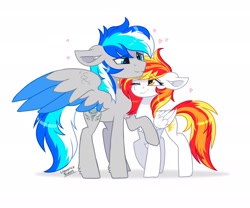 Size: 3000x2500 | Tagged: safe, artist:liquorice_sweet, derpibooru import, oc, oc only, oc:diamond sun, oc:hawker hurricane, pegasus, pony, commission, cute, female, love, male, mare, oc x oc, pegasus oc, shipping, simple background, spread wings, stallion, transparent background, wings, ych result