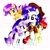 Size: 2322x2322 | Tagged: safe, artist:liaaqila, derpibooru import, apple bloom, rarity, scootaloo, sweetie belle, earth pony, pegasus, pony, unicorn, apple bloom's bow, bow, clothes, commission, cowboy hat, cutie mark crusaders, fanfic art, female, filly, flying, hair bow, hat, jeans, mare, necktie, open mouth, pants, police, police officer, police uniform, raised hoof, raricop, scootaloo can fly, sheriff, shirt, simple background, traditional art, white background