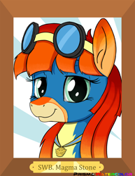 Size: 1550x2006 | Tagged: safe, artist:prismawatercolor, derpibooru import, oc, oc only, oc:magma stone, pegasus, award, bust, clothes, female, goggles, medal, portrait, uniform, wonderbolts, wonderbolts uniform