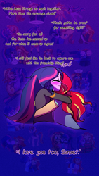 Size: 720x1280 | Tagged: safe, artist:little-tweenframes, derpibooru import, sci-twi, sunset shimmer, twilight sparkle, pony, series:sciset diary, equestria girls, blushing, clothes, comic, crying, deleted from derpibooru, dialogue, eyes closed, female, glasses, glasses off, happy, hug, jacket, kissing, lesbian, loose hair, new year, new years eve, ponified, scitwishimmer, shipping, smiling, snuggling, sunsetsparkle